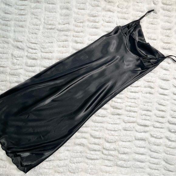 LAST CHANCE: Bebe Black Satin Bias Slip Dress - Picture 5 of 10